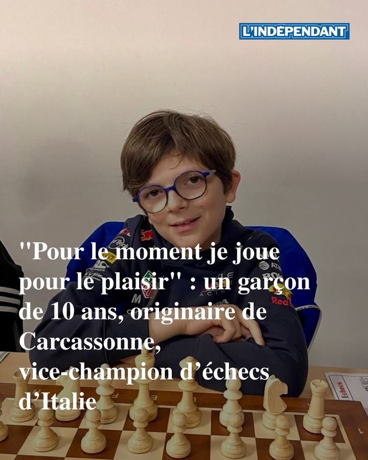 "Pour le moment je joue pour le plaisir" : un garçon de 10 ans, originaire de Carcassonne, vice-champion d’échecs d’Italie
➡️ https://l.lindependant.fr/cMqD