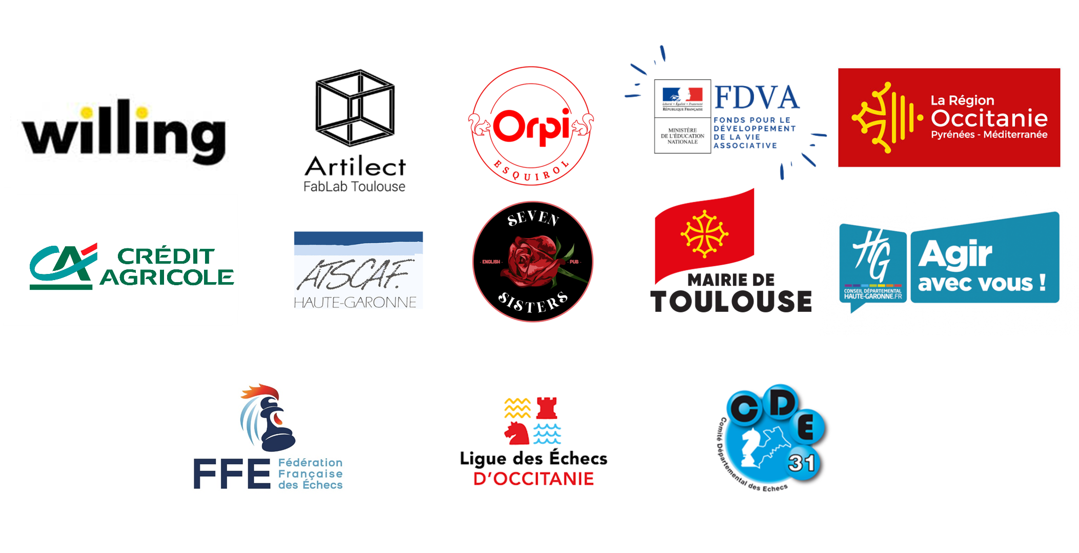 Institutions, fédération et entreprises partenaires de l’Échiquier Toulousain